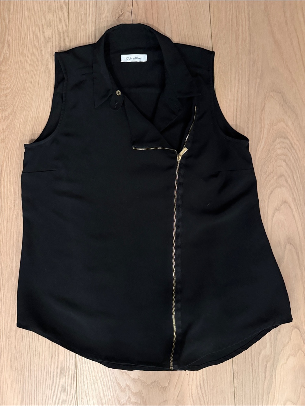 Calvin Klein Black Sleeveless Zip-Front top